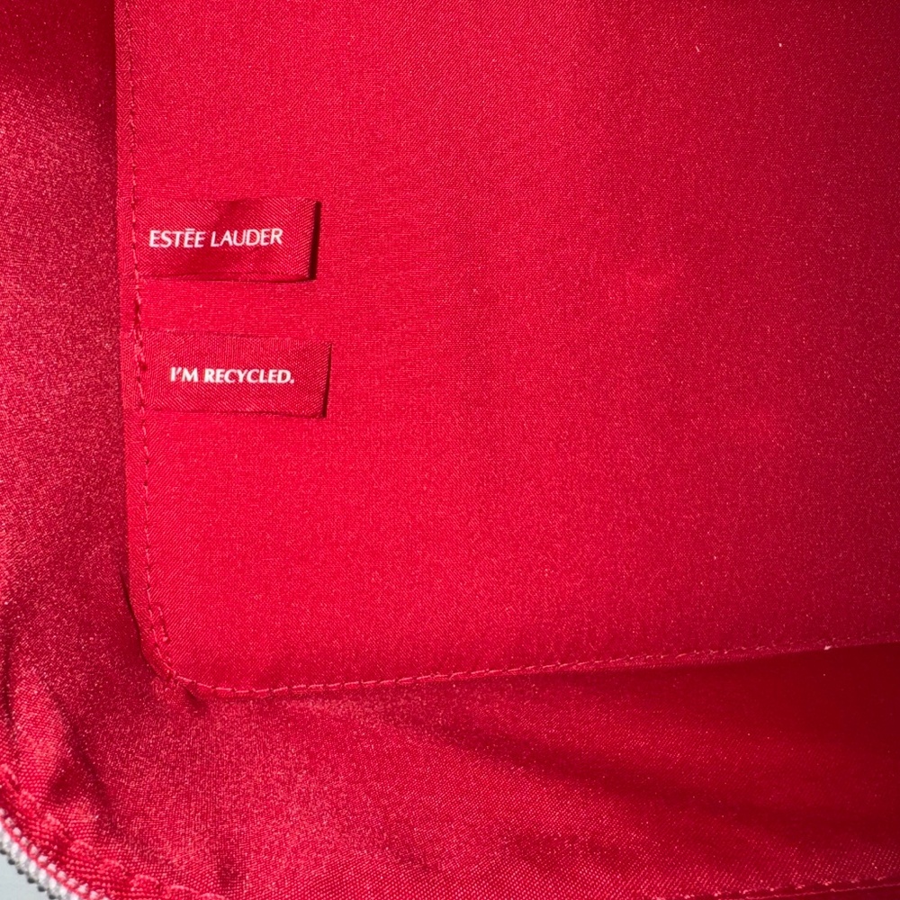 Estee Lauder 2024 Red Bow Handle Train Case-Makeup Bag-Velvet-2 Compartments - Picture 8 of 10